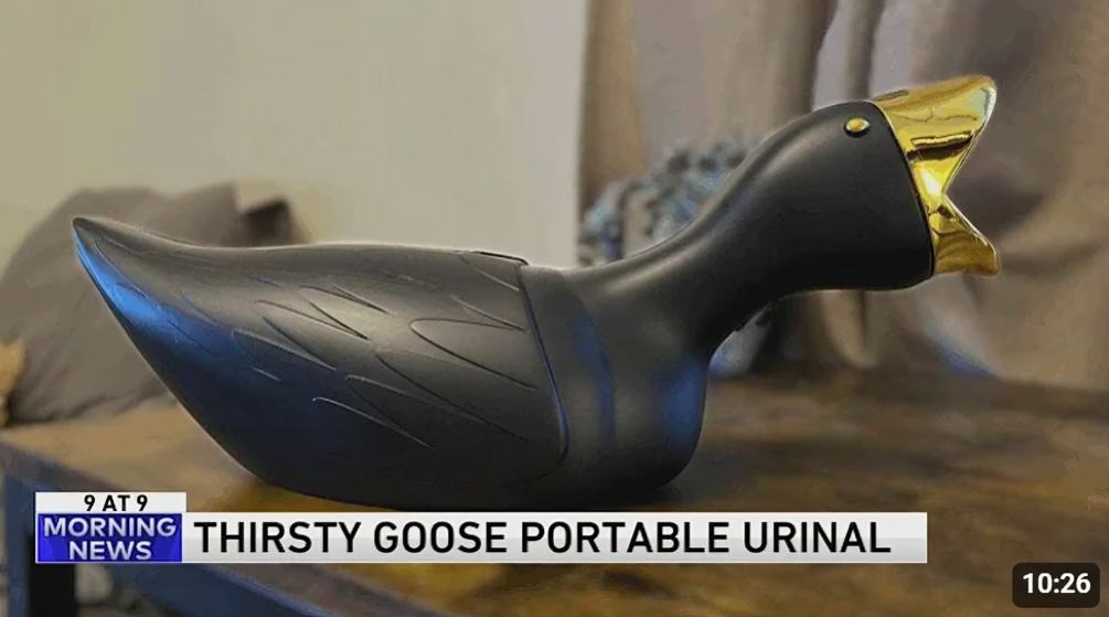 Load video: Thirsty Goose Urinal for men on the news